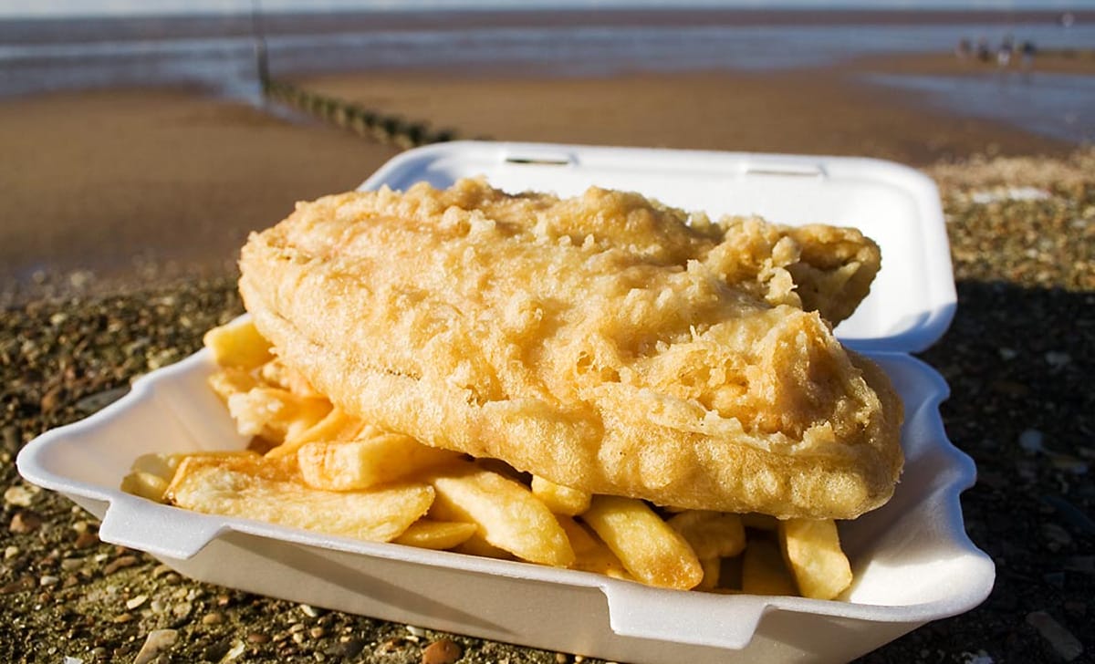 una porzione di fish and chips