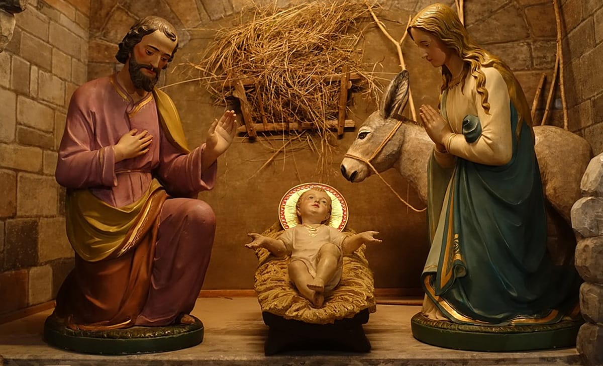 la grotta della Natività in un presepe