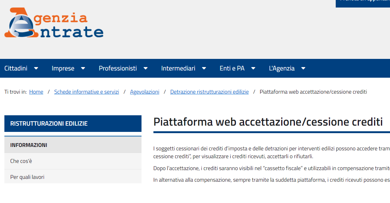 Cessione crediti Agenzia delle Entrate