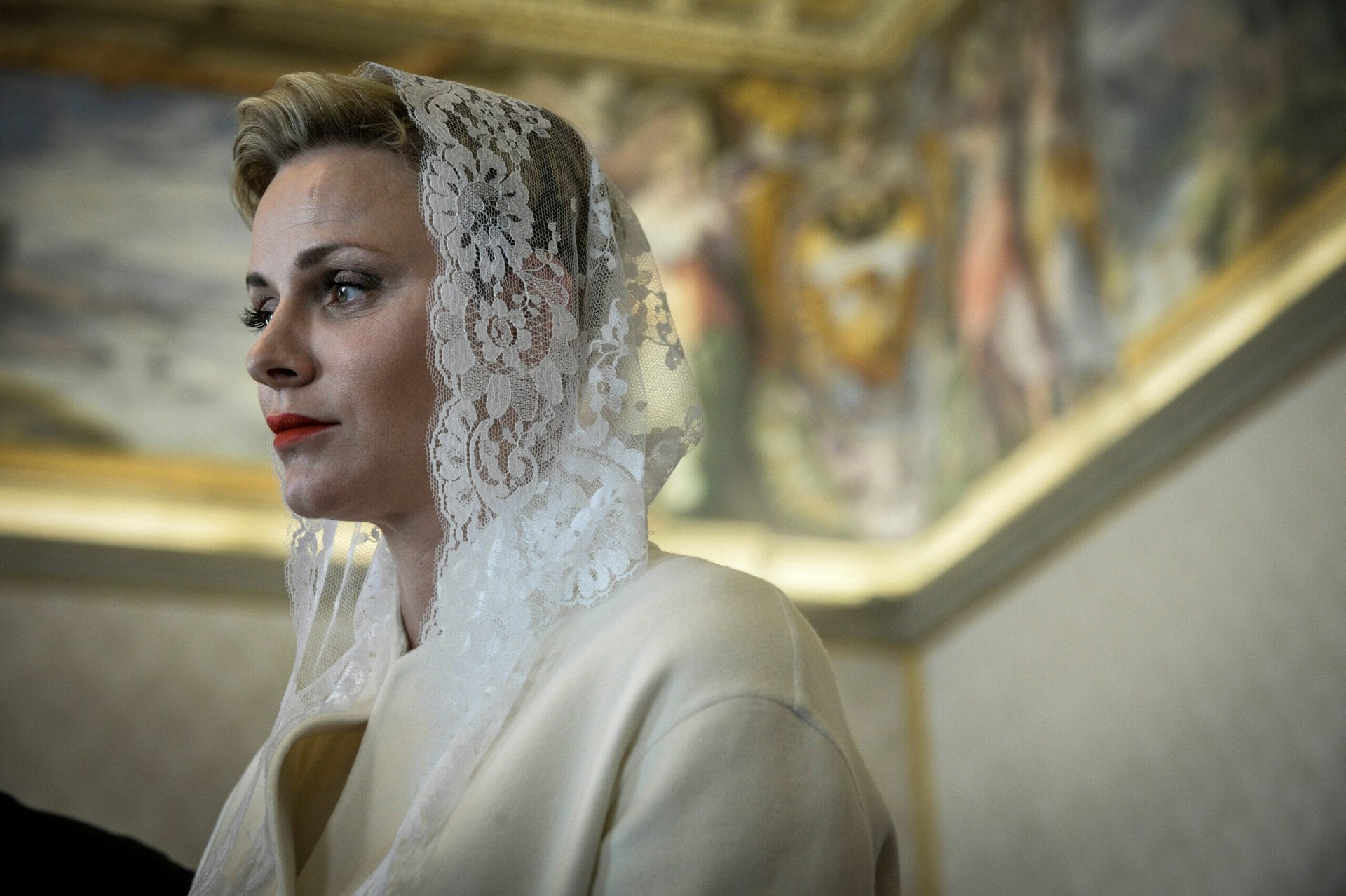 Charlene di Monaco in una recente visita al Vaticano