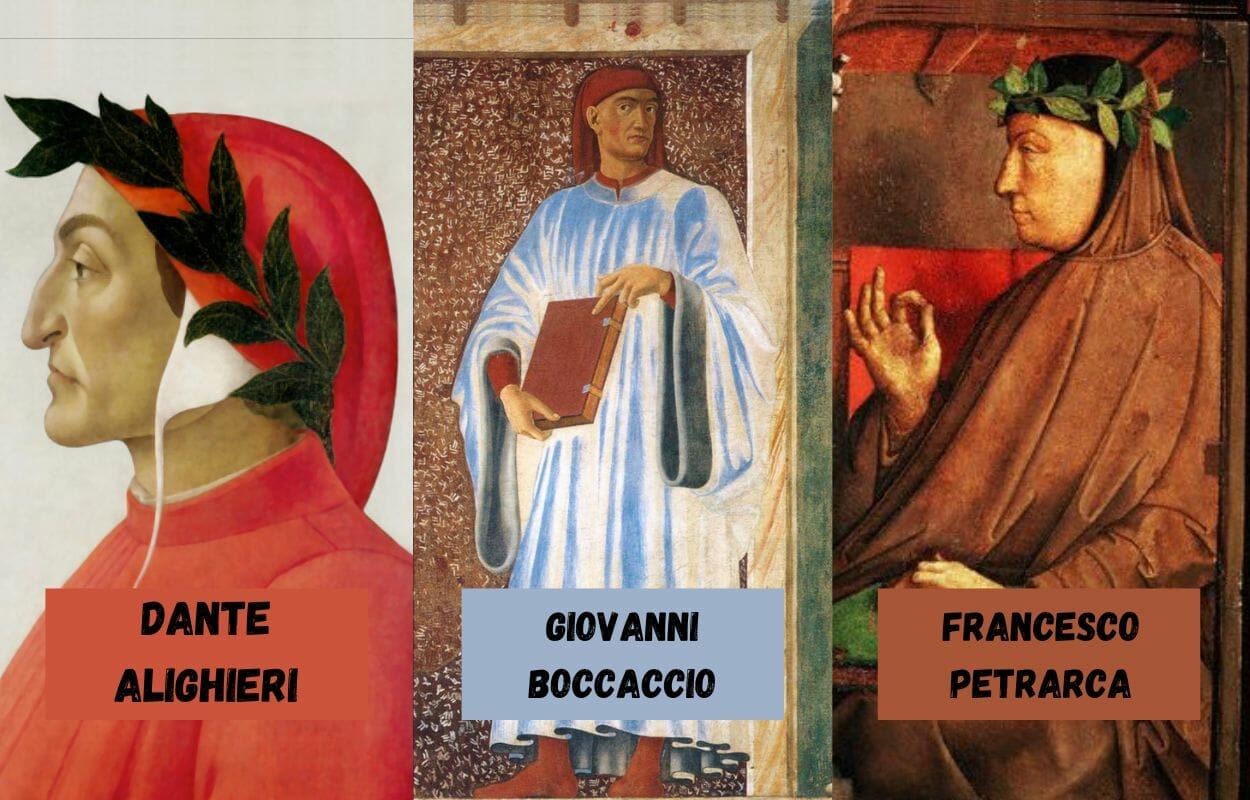 Dante, Petrarca e Boccaccio-foto da wikipedia