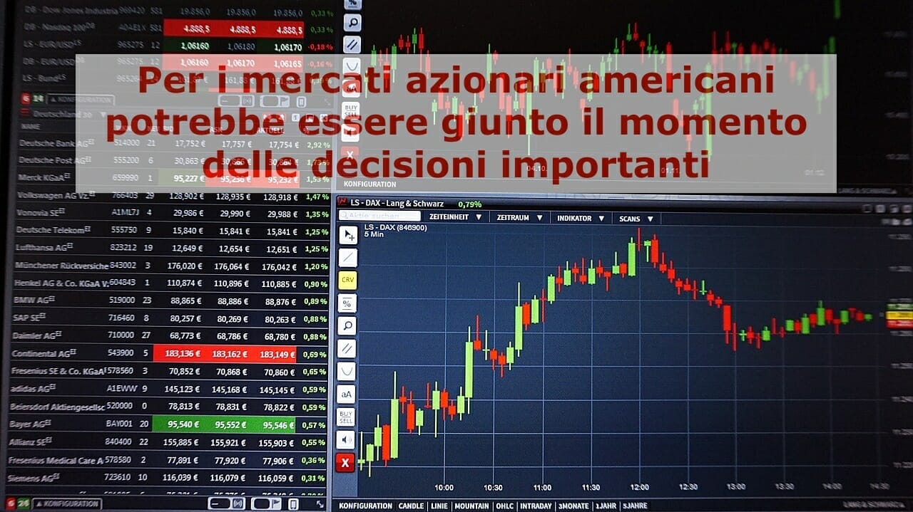Le prossime sedute del Dow Jones potrebbero essere decisive per gli scenari di medio termine