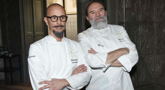 Enrico Crippa a dx e Luciano Tona chef-Foto da imagoeconomica