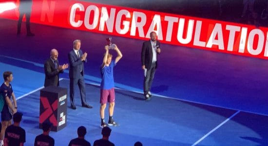 Jannik Sinne after winning NextGen ATP Finals in Milan 2019- Autore Thekingross-Foto da wikipedia